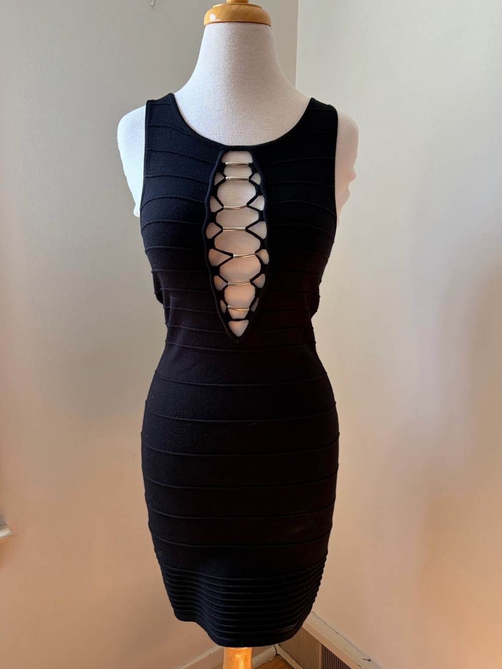 Romeo & Juliet Couture Black Sleeveless Lace-Up Bodycon Mini Dress